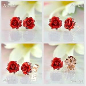 ピアス レディース 立体バラ 薔薇 ローズ 花...の詳細画像1