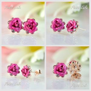 ピアス レディース 立体バラ 薔薇 ローズ 花...の詳細画像3