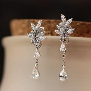ピアス レディース AAA級 ダイヤモンドCZ フリンジ 木...