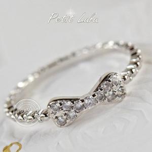 指輪 レディース リング リボン ダイヤモンドCZ プラチナ...