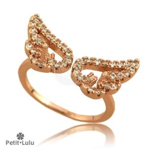 指輪 リング レディース ダイヤモンドCZ 天使の翼 エンジェル 羽 ウィング フリーサイズ 18金 ブランド 誕生日 プレゼント ホワイトデー お返し ギフト