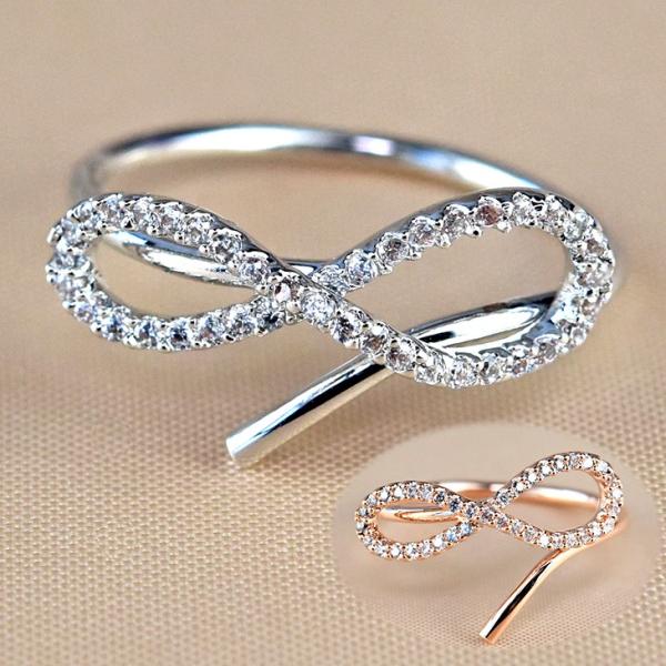 指輪 レディース リング ダイヤモンドCZ メビウスの輪 永遠の絆 18金 ブランド 誕生日 プレゼ...