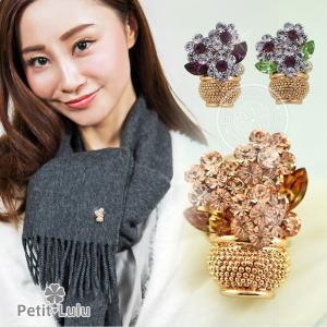 ブローチ フラワー 花瓶 カラーストーン キュー...の商品画像