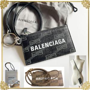 BALENCIAGA　バレンシアガ BB モノグラム ストラップ付 カードケース 新品　正規品　ギフトボックス入り