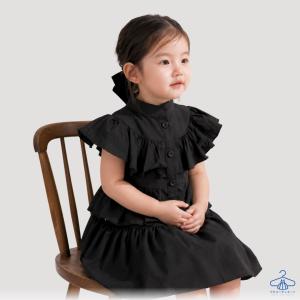 フリルブラックワンピース 子供服 女の子 ワン...の詳細画像3