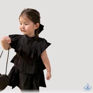 フリルブラックワンピース 子供服 女の子 ワン...の詳細画像4