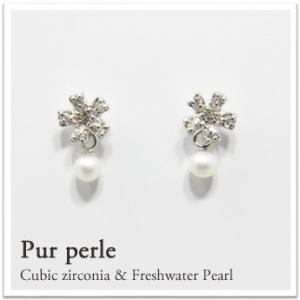 ピアス レディース K10 コットンパールピアス アメリカンピアス ロング