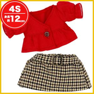 ぬいぐるみ 服 レッド カーディガン セット テディベア 洋服 身長12cm用 4S 着せ替え ぬい ぬいばサイズ コスチューム 秋 誕生日プレゼント プティルウ
