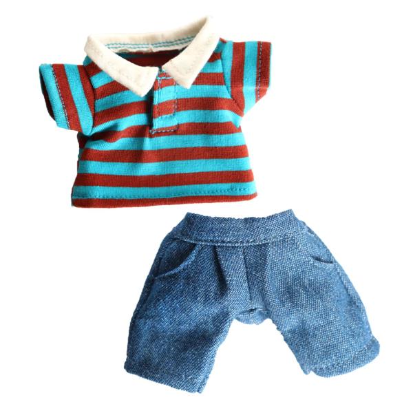 ぬいぐるみ 服 12cm シャツ デニム 男の子 女の子 着せ替え コスチューム テディベア 4S ...