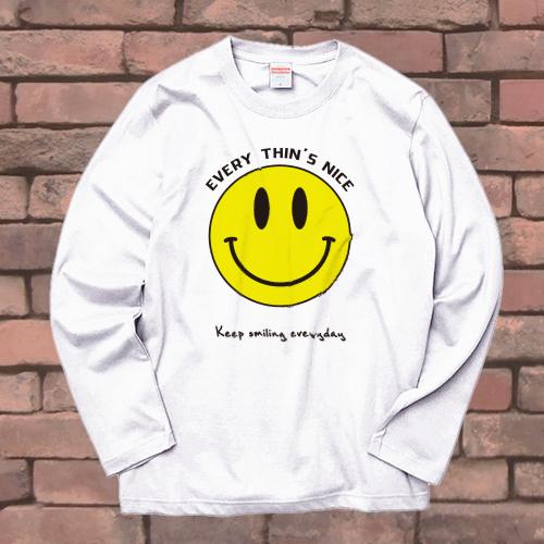 Tシャツ　メンズ　レディース ロングスリーブ　長袖　ロンT　スマイル　スマイリー smile イラス...