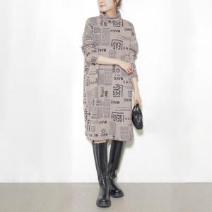 マガジン柄の裏起毛ワンピース / レディース ...の詳細画像1