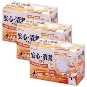マスク 不織布 アイリスオーヤマ 不織布マスク 使い捨てマスク 小さめ 学童 子供用 キッズ 40枚入り 3個セット こども プリーツ型 学童サイズ 19PK-AS40G 新生活