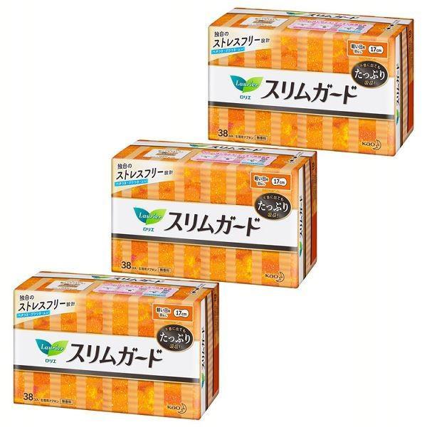 ナプキン 生理用品 ロリエ スリムガード 生理用ナプキン 軽い日用 17cm 38コ入 羽なし 3個...