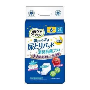 尿とりパッド 尿漏れパッド 肌ケア 介護 27枚 6回分吸収 アクティ 大人用紙おむつ 紙パンツ用 夜用 男女兼用 消臭抗菌プラス リハビリ 日本製紙クレシア (D)｜petkan