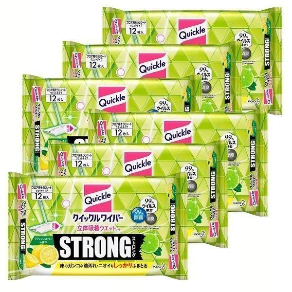 [6個セット]クイックルワイパー立体吸着ウエット ストロングレモン 12枚 (D)