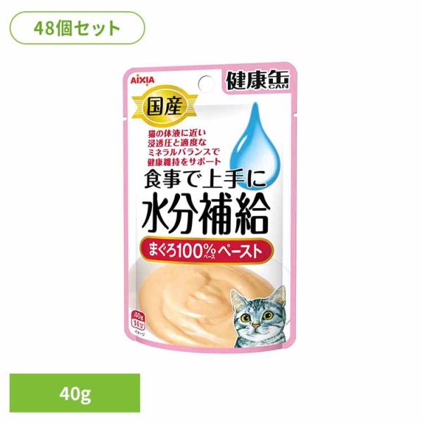(48個)国産 健康缶パウチ 水分補給 まぐろペースト 40g  3000943 アイシア株式会社
