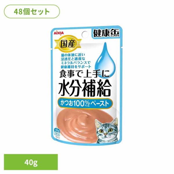 (48個)国産 健康缶パウチ 水分補給 かつおペースト 40g  3001036 アイシア株式会社