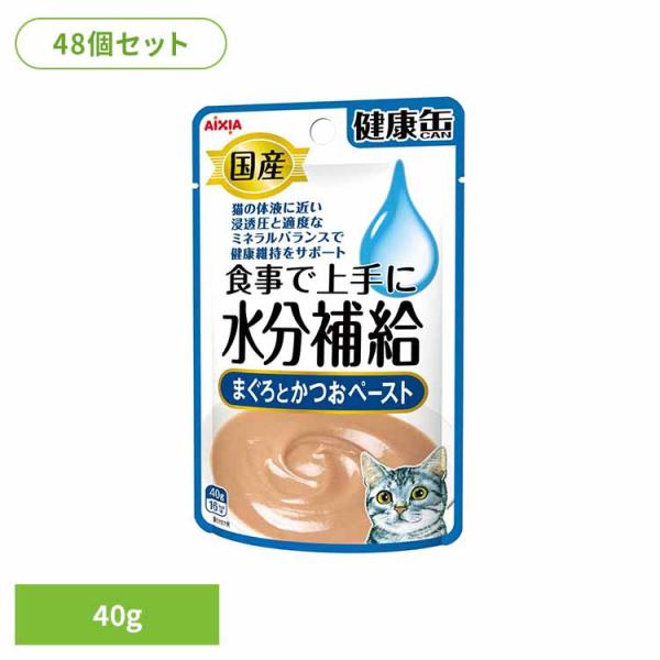 (48個)国産 健康缶パウチ 水分補給 まぐろとかつおペースト 40g  3001121 アイシア株...