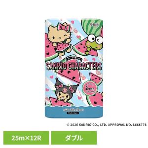 プリント柄 香り付き サンリオ トイレットペーパー かわいい トイレ 紙 サンリオキャラクターズ 再生紙 夏 12R ダブル プリント 3514 丸富製紙