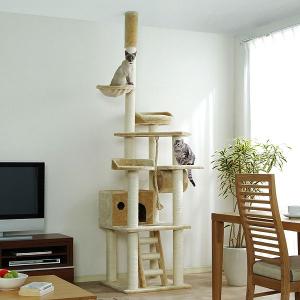 キャットタワー 猫タワー 天井突っ張りタイプ QQ80071 キャットランド 猫の遊具