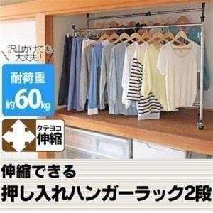 ハンガーラック スリム 押し入れ 押入れハンガー 2連 伸縮タイプ