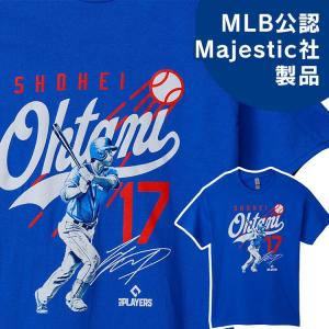 Tシャツ 大谷翔平 グッズ ドジャース MLB 野球 大谷 baseball 正規品 並行輸入品 Majestic Ohtani.Royal.Script (D)｜petkan