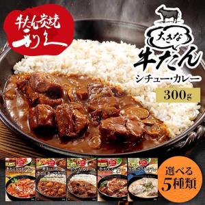 牛たん レトルト インスタント 大きな牛たんカレー シチュー トマトシチュー 野菜いっぱいキーマカリー ホワイトシチュー 300g (D)｜petkan