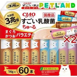 CIAO すごい乳酸菌 ちゅ〜る まぐろ・かつおバラエティ ( 14g*60本入*2箱セット )/ ちゅ〜る