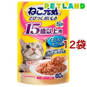 ねこ元気 総合栄養食 パウチ 15歳以上用 まぐろ入りかつお ( 60g*12袋 )/ ねこ元気 ( キャットフード )｜petland