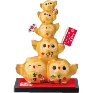 送料無料】招き猫 薬師窯 彩絵 七福神福助招き猫 (7号) (貯金箱)22cm