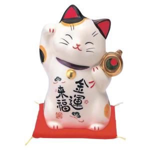 薬師窯『彩絵金運来福 招き猫 (大)』お祝い　開店祝　新築祝 　引っ越し祝い　母の日　父の日　敬老の...