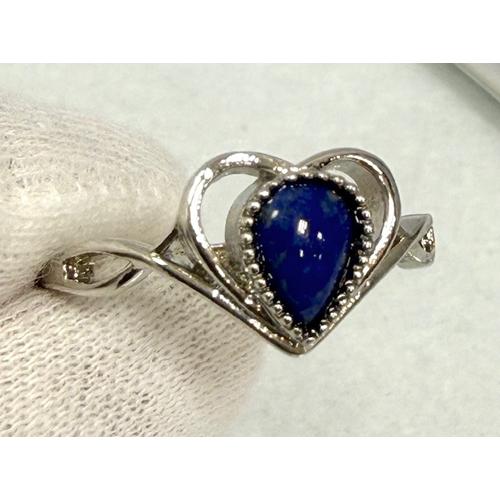 ラピスラズリ リング 指輪 天然石 パワーストーン 1２月の誕生石 フリーサイズ ラピス ハート型