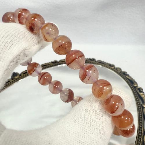 シナバーインカルセドニー ブレスレット マダガスカル産 約9ミリ シナバー カルセドニー 辰砂 賢者...