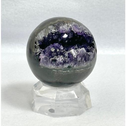 ウルグアイアメジスト ドゥルージー 丸玉 原石 アメジスト 台付き 天然石 パワーストーン ジオード...