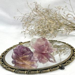 GOLD STONE フローライト 置物 九尾の狐 天然石 蛍石 ほたるいし 彫刻