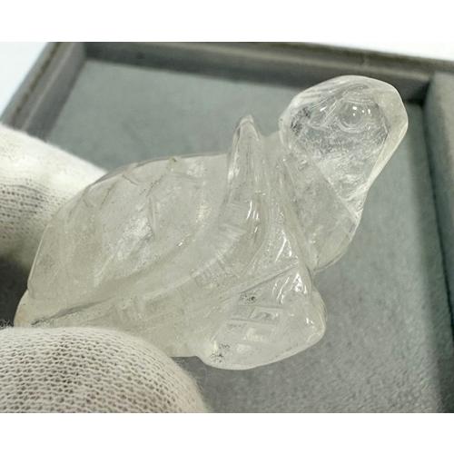 水晶 亀 カメ かめ 彫刻 置物 亀の置物 天然石 パワーストーン 金運 長寿 縁起物 約５０ミリ