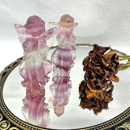 フローライト 天使 エンジェル 天然石 パワーストーン 蛍石 マルチカラーフローライト 彫刻 置物　...