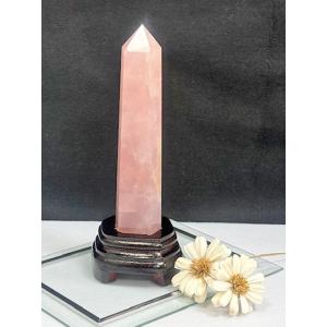 ローズクォーツ  ポイント 木製台付き 置物 浄化 インテリア ピンク 水晶 天然石 パワーストーン...