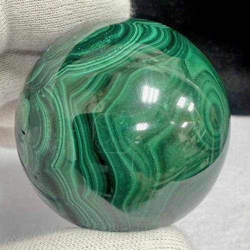 マラカイト 丸玉 スフィア 孔雀石 天然石 パワーストーン 原石 磨き 金属台付き コンゴ産 約50...