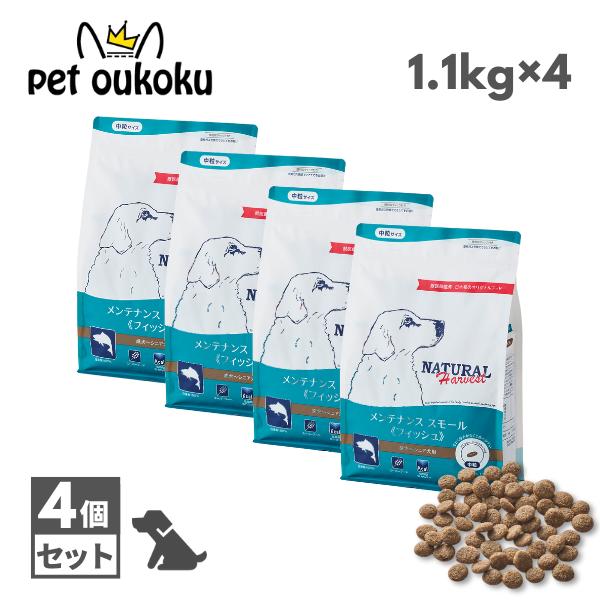 ナチュラルハーベスト メンテナンス スモール フィッシュ 1.1kg ×4個 中粒 犬用 ドッグフー...