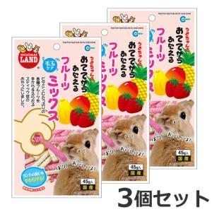 【メール便】3個セット マルカン おててからあたえるフルーツミックス 45g×3個セット おやつ 小動物 うさぎ モルモット チンチラ 送料無料｜petsmum