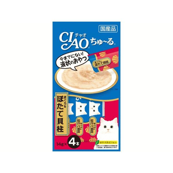 猫　おやつ　チャオ ちゅ〜る まぐろ＆ほたて貝柱 4本入り