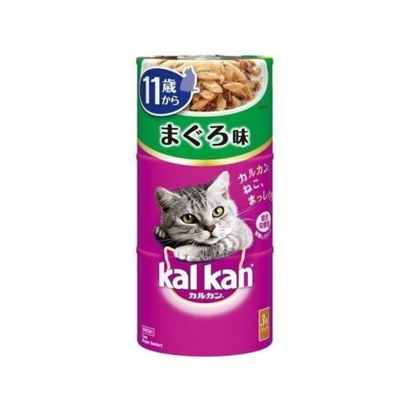 猫のウェットフード　カルカン　ハンディ缶　11歳から　まぐろ味　160ｇ×3個×18個(ケース販売)