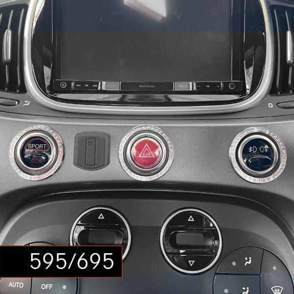 ABARTH F595 F695 ハザードリングセット クリスタル 3pcs アバルト SPORT ...