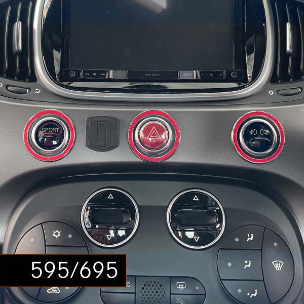 ABARTH F595 F695 ハザードリングセット ロッソレッド 3pcs アバルト SPORT...