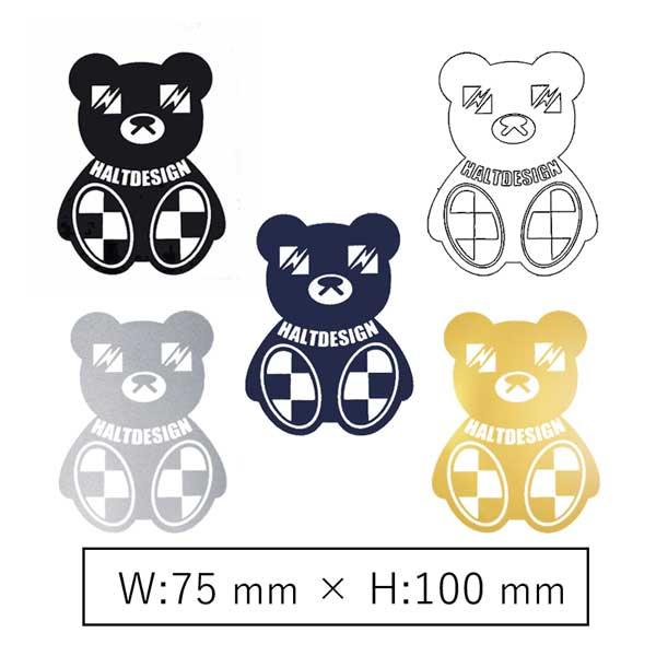 ステッカー 【HaltBear】Aタイプ Mサイズ ハルトベアー 白 黒 ネイビー シルバー ゴール...