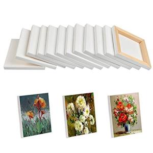 TIMESETL 12個 ミニ 張りキャンバス セット キャンバス キャンバスボード 正方形 10×10cm 油絵 油彩画 絵画 キャンバス画材 部屋