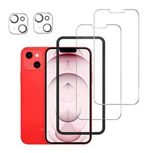 Rolin Roly iPhone13用 iPhone 13 Pro用 ガラスフィルム レンズ保護フィルム 2枚 全面 ガイド枠付き 液晶保護 強化ガ