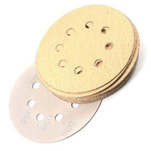 Utoolmart サンディングペーパー ディスクペーパー サンディングディスク 5インチ 番手60# 15枚入り サンドペーパー 8穴 円形ディスク