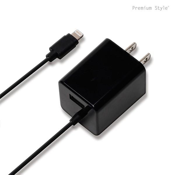 Lightningコネクタ+USBポートAC充電器 2A ブラックPG-MFILGAC20BK